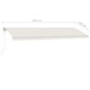 vidaXL Auvent manuel r&eacute;tractable sur pied 600x350 cm Cr&egrave;me