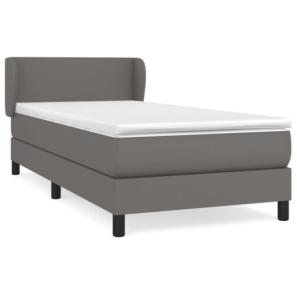 vidaXL Sommier &agrave; lattes de lit avec matelas Gris 90x190 cm Similicuir