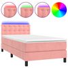 vidaXL Sommier &agrave; lattes de lit avec matelas et LED Rose 90x200 cm