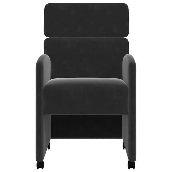 vidaXL Chaises de Salle &agrave; Manger avec Roues 2 pcs Noir 58 x 65 x 98 cm