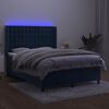 vidaXL Sommier &agrave; lattes de lit matelas et LED Bleu fonc&eacute; 140x200 cm