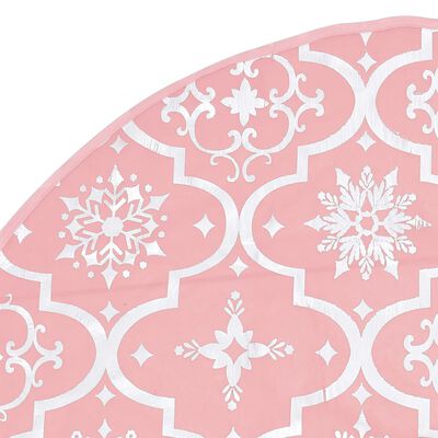 vidaXL Jupe de sapin de Noël de luxe avec chaussette Rose 90 cm Tissu