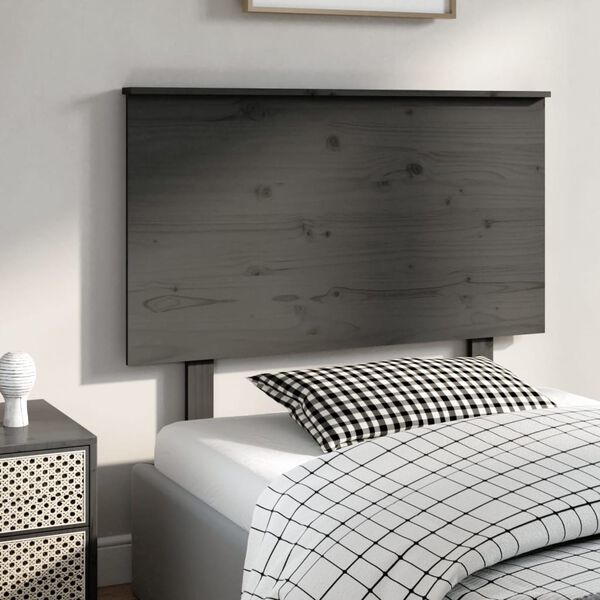 vidaXL T&ecirc;te de lit Gris 104x6x82,5 cm Bois massif de pin