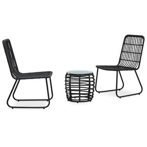 vidaXL Ensemble de bistro 3 pcs R&eacute;sine tress&eacute;e Noir