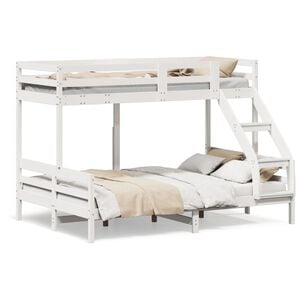 vidaXL Lit superpos&eacute; sans matelas 80x200/140x200 cm blanc bois massif