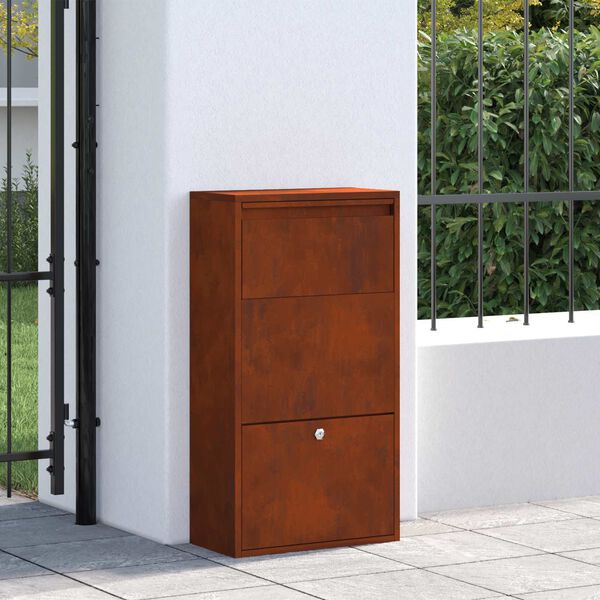 vidaXL Bo&icirc;te de d&eacute;p&ocirc;t de colis Rouill&eacute; 44 x 22 x 82 cm Acier patin&eacute;