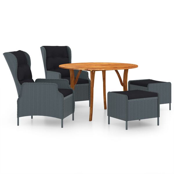 vidaXL Ensemble &agrave; manger de jardin 5 pcs Gris fonc&eacute;