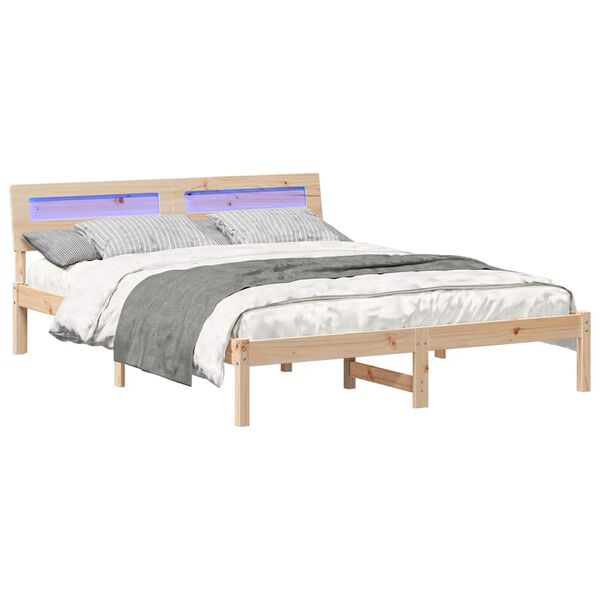 vidaXL Cadre de lit avec t&ecirc;te de lit Marron 160 x 200 cm Pin massif