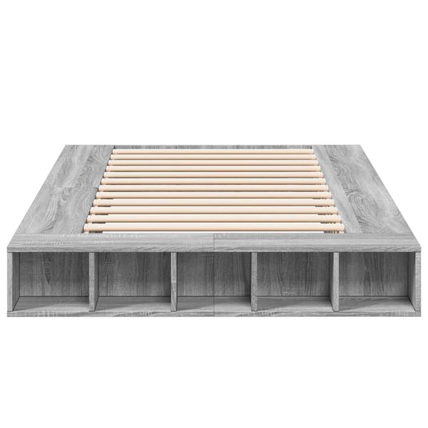vidaXL Cadre de lit sans matelas sonoma gris 135x190 cm