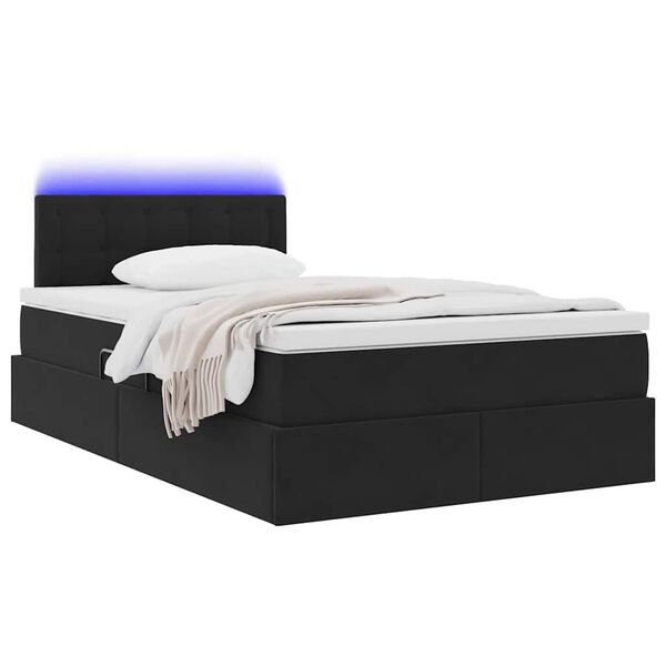 vidaXL Lit avec rangement et LED avec LED Noir 120 x 190 cm Velours