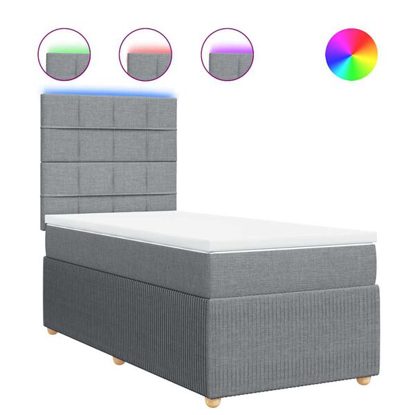 vidaXL Sommier &agrave; lattes de lit avec matelas Gris clair 90x200 cm Tissu