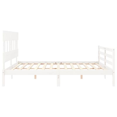 vidaXL Cadre de lit sans matelas blanc bois massif