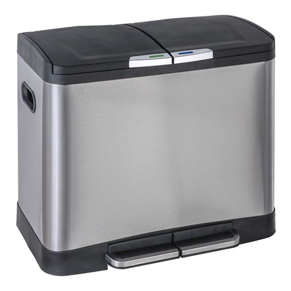 Practo Home Poubelle &agrave; p&eacute;dale 2x20 L noir mat Acier inoxydable