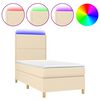 vidaXL Sommier &agrave; lattes de lit et matelas et LED Cr&egrave;me 100x200cm Tissu