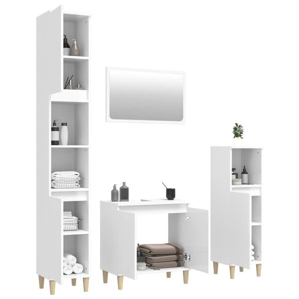 vidaXL Ensemble de meubles de salle de bain 4 pcs blanc brillant
