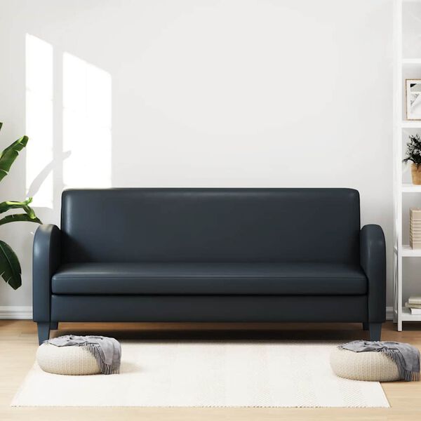vidaXL Canap&eacute; &agrave; 3 places cuir synth&eacute;tique noir