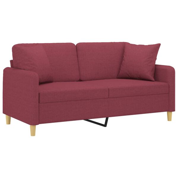 vidaXL Canap&eacute; 2 places avec oreillers bordeaux 140 cm tissu