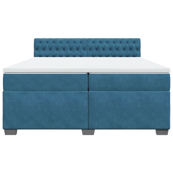 vidaXL Sommier &agrave; lattes de lit et matelas Bleu 200x200 cm velours
