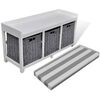 vidaXL Banc d'entr&eacute;e et de rangement avec coussin 3 paniers Blanc