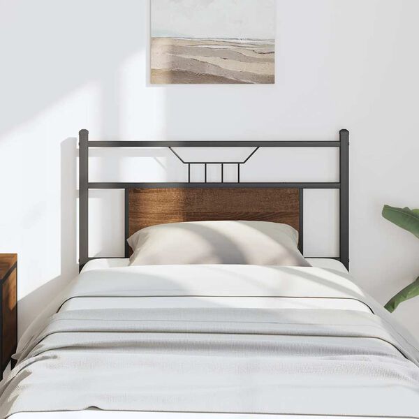vidaXL T&ecirc;te de lit de remplacement ch&ecirc;ne marron 80 cm bois d'ing&eacute;nierie et acier