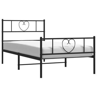 vidaXL Cadre de lit métal sans matelas avec pied de lit noir 100x190cm