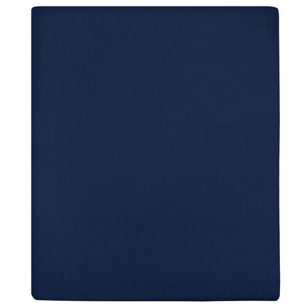 vidaXL Draps-housses Jersey 2 pcs Bleu marine 90x200 cm Coton