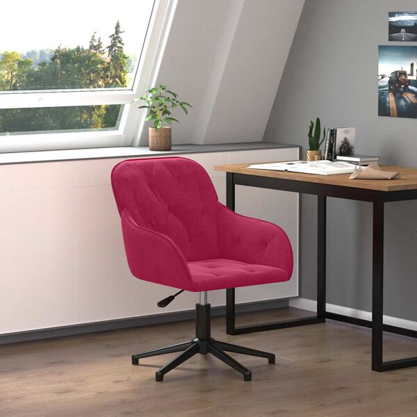 vidaXL Chaise pivotante de bureau Rouge bordeaux Velours