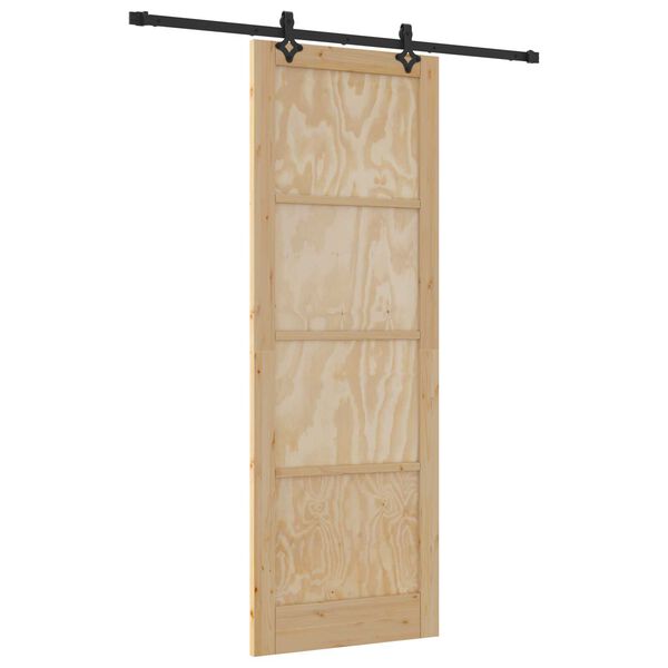 vidaXL Porte coulissante Naturel et Noir 83 x 232 cm Pin massif