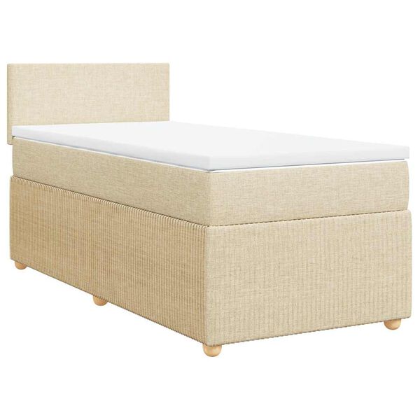 vidaXL Sommier à lattes de lit avec matelas Crème 100x200 cm Tissu