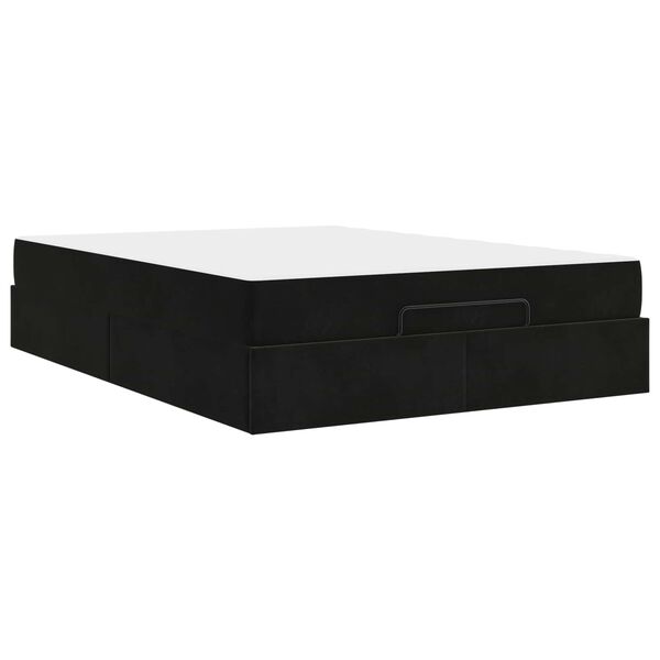 vidaXL Cadre de lit avec matelas avec matelas 2 pcs Noir Velours