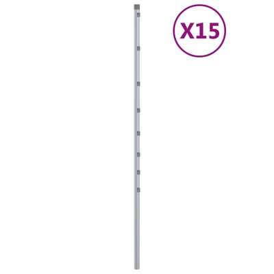 vidaXL Poteaux de clôture 15 pcs argenté 150 cm acier galvanisé