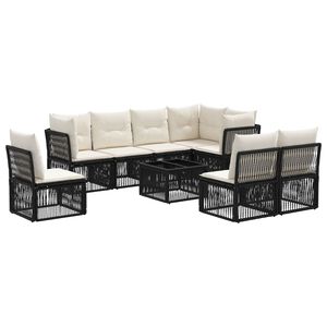 vidaXL Ensemble de canap&eacute; de jardin 9 pc Noir polyrotin
