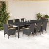 vidaXL Ensemble &agrave; manger de jardin et coussins 9 pcs noir rotin verre