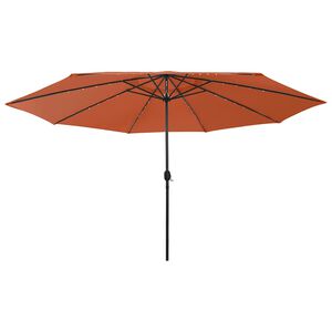 vidaXL Parasol de jardin avec lumi&egrave;res LED et m&acirc;t en m&eacute;tal terre cuite