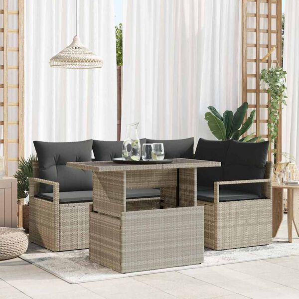 vidaXL Ensemble de canap&eacute; de jardin 5 pcs Gris clair 100 x 55 x 73 cm