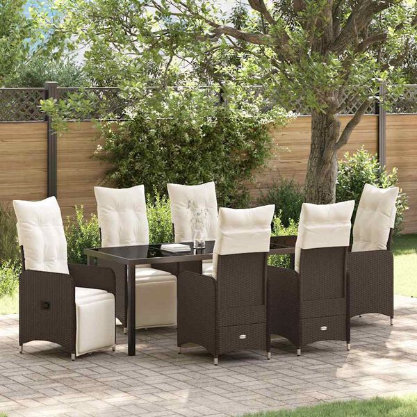 vidaXL Ensemble de salle &agrave; manger pour jardin 7 pcs Marron polyrotin