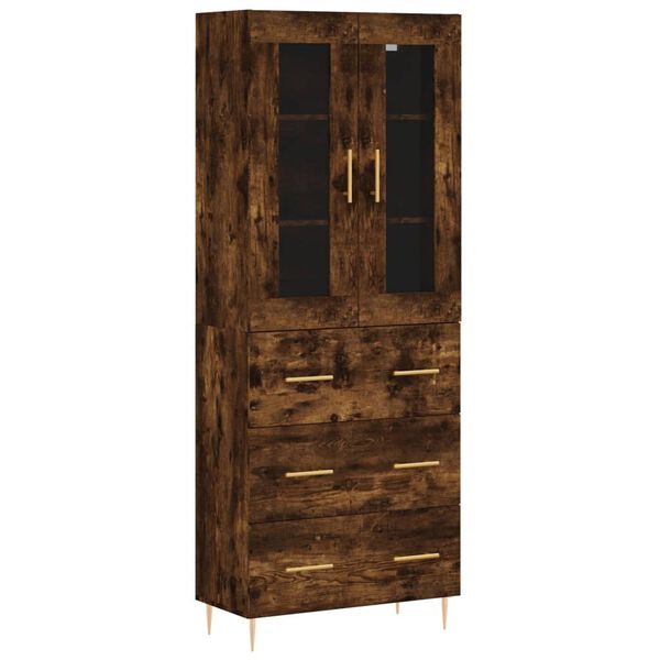 vidaXL Buffet haut Ch&ecirc;ne fum&eacute; 69,5x34x180 cm Bois d'ing&eacute;nierie