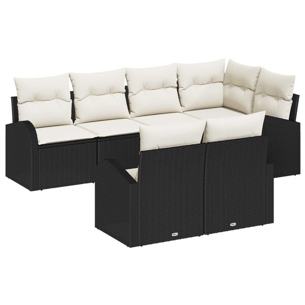 vidaXL Ensemble de canap&eacute; de jardin 7 pcs Noir et Blanc polyrotin