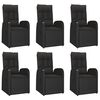 vidaXL Ensemble &agrave; manger de jardin coussins 7pcs Noir R&eacute;sine tress&eacute;e