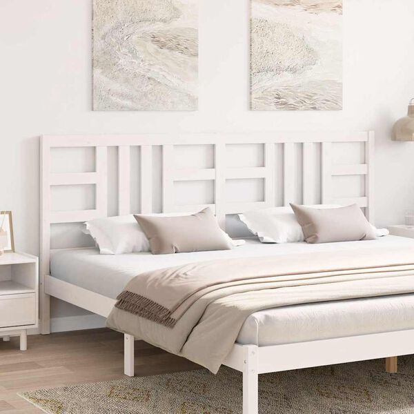 vidaXL T&ecirc;te de lit Blanc 206x4x100 cm Bois massif de pin