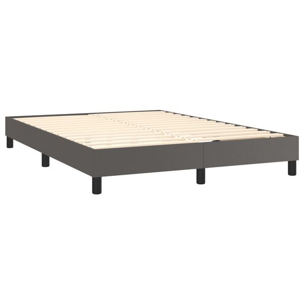 vidaXL Sommier &agrave; lattes de lit avec matelas Gris 140x190 cm Similicuir