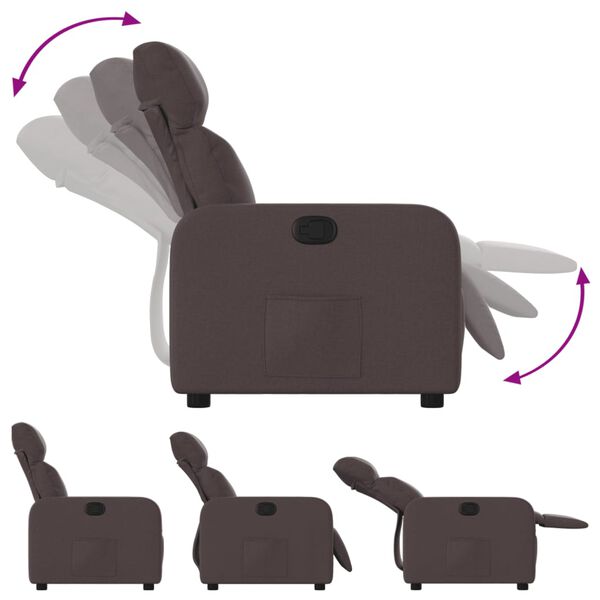 vidaXL Fauteuil inclinable Marron fonc&eacute; Tissu