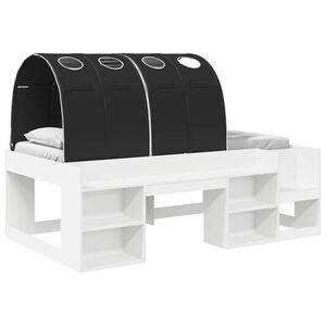 vidaXL Cadre de lit avec tunnel 3 pcs Blanc et noir Bois d&rsquo;ing&eacute;nierie