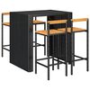 vidaXL Ensemble de bar jardin 5 pcs noir poly rotin/bois massif acacia