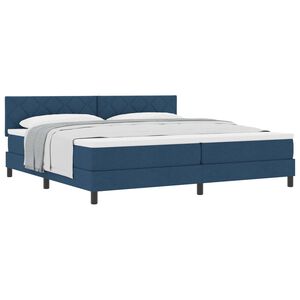 vidaXL Lit &agrave; ressorts avec t&ecirc;te de lit Bleu 200 x 200 cm tissu
