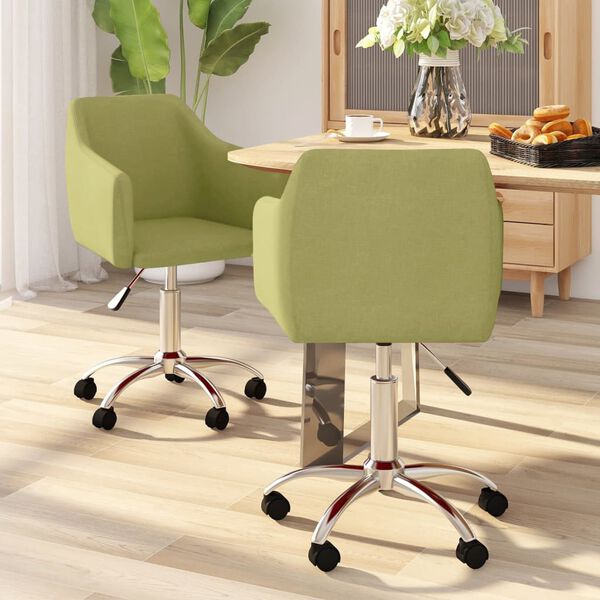 vidaXL Chaises pivotantes &agrave; manger lot de 2 vert tissu