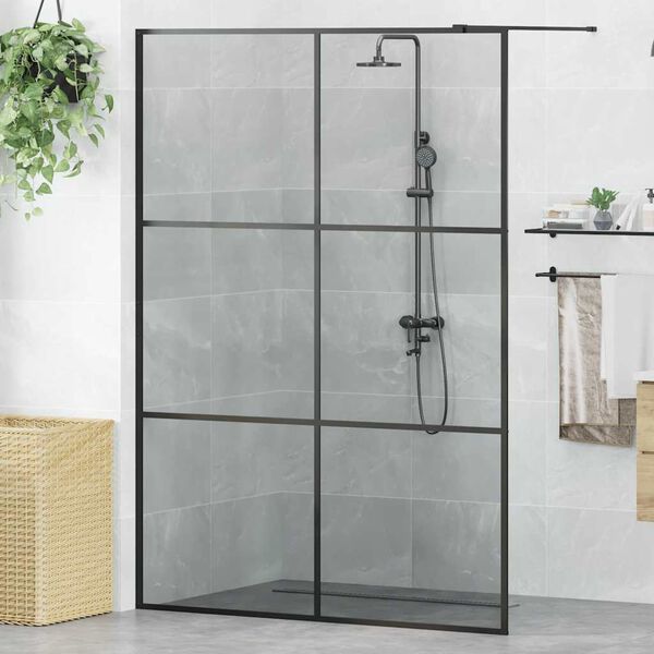 vidaXL Mur de Douche &agrave; L'Italienne Noir 140 x 195 cm verre tremp&eacute;