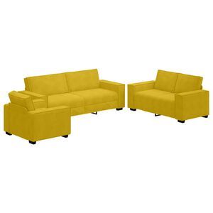 vidaXL Ensemble de canap&eacute;s 3 pcs avec coussins Jaune Velours