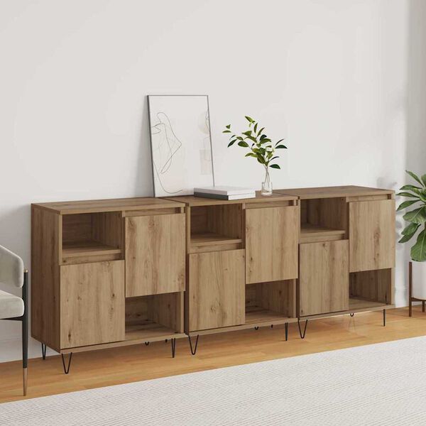 vidaXL Buffet 3 pcs Ch&ecirc;ne artisanal 60 x 35 x 70 cm