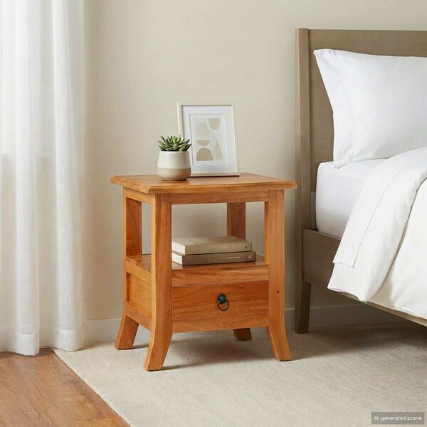 vidaXL Table de chevet avec tiroir Naturel 40 x 40 x 45,5 cm